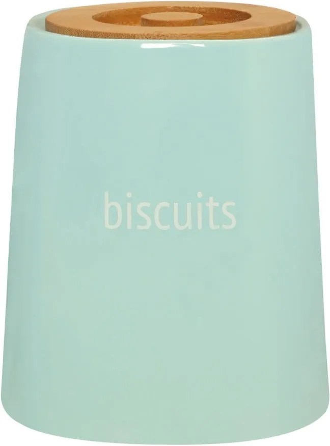Recipient pentru biscuiți cu capac din lemn de bambus Premier Housewares Fletcher, 1,5 l, albastru