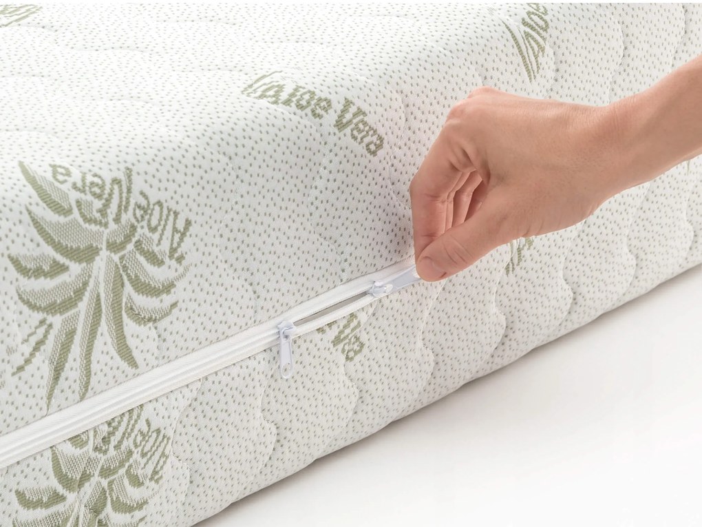 Saltea cu arcuri împachetate Queemi 180x200 - husă Aloe Vera