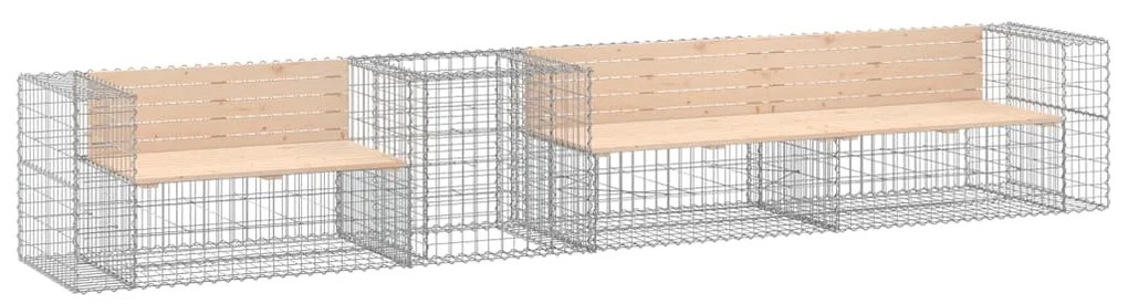 3196248 vidaXL Bancă de grădină cu coș gabion, lemn masiv de pin