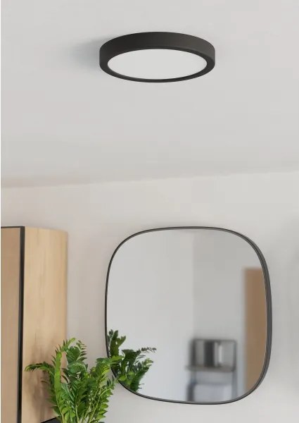 Eglo 901325 - Plafonieră LED pentru baie FUEVA, 11,5W/230V, Ø21,1 cm, IP44, neagră