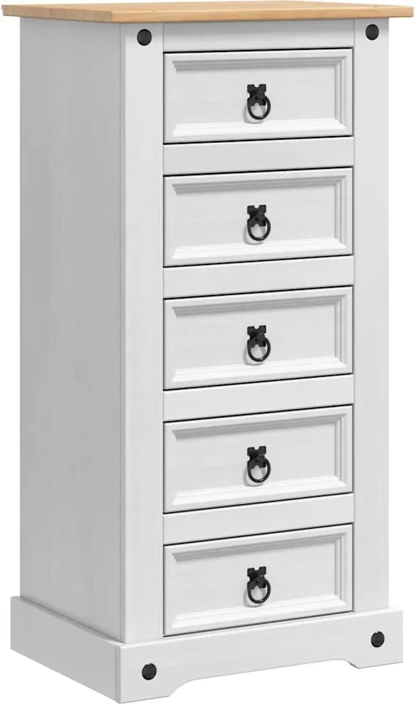 vidaXL Noptieră Corona Alb 53 x 39 x 103 cm Lemn de pin masiv