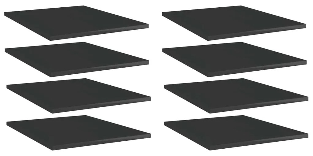 vidaXL Plăci bibliotecă, 8 buc. negru extralucios 40 x 50 x 1,5 cm PAL