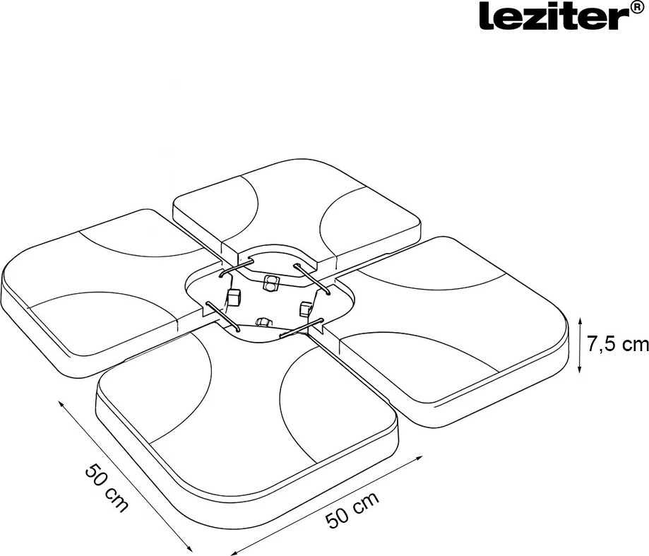 Baza parasolar 4x15 L