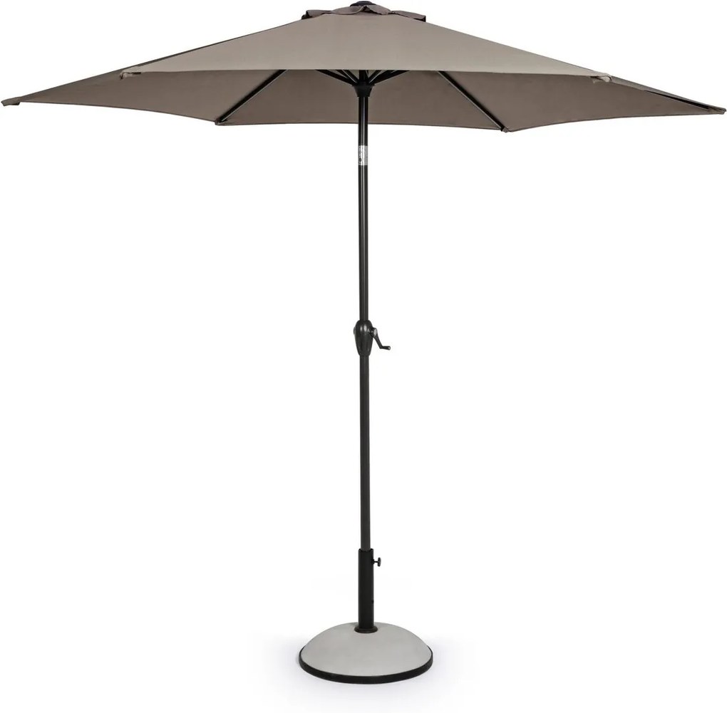 Umbrela de gradina cu picior din fier negru si copertina textil maro Kalife Ø 270 cm x 235 h