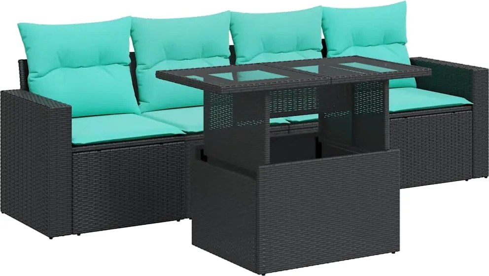 vidaXL Set mobilier de grădină cu perne, 5 piese,poliratan/lemn acacia