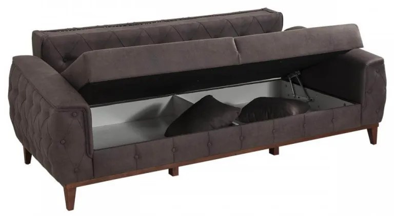 Set Canapea si Fotoliu, Lemn Solid, Marta, 2 Piese, Gri Antracit