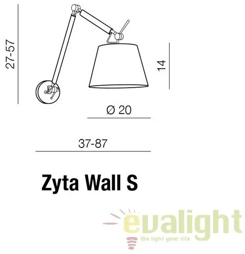 Aplica perete directionabila design modern ZYTA S ALU aluminiu