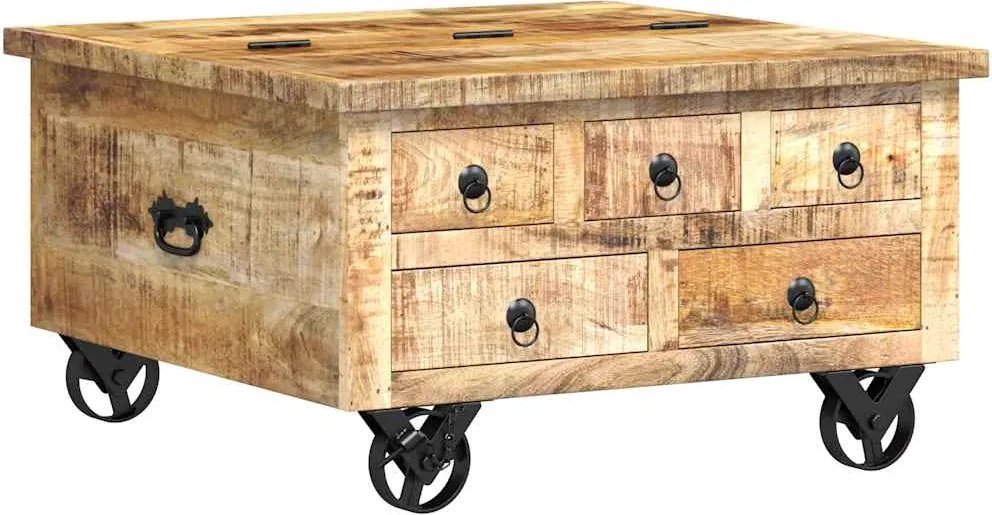 vidaXL Masă de cafea din lemn de mango nefinisat, 70 x 70 x 40 cm