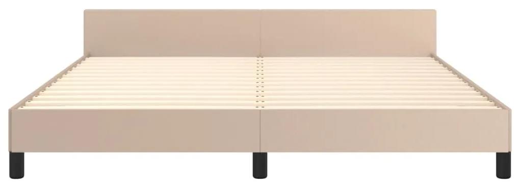 Cadru de pat cu tablie, cappuccino, 160x200 cm, piele ecologica Cappuccino, 160 x 200 cm, Design simplu