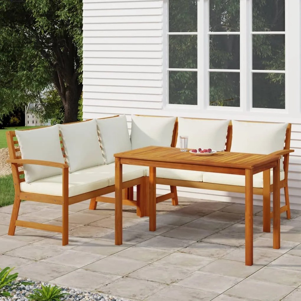 vidaXL Set mobilier de grădină cu perne, 4 piese, lemn masiv de acacia