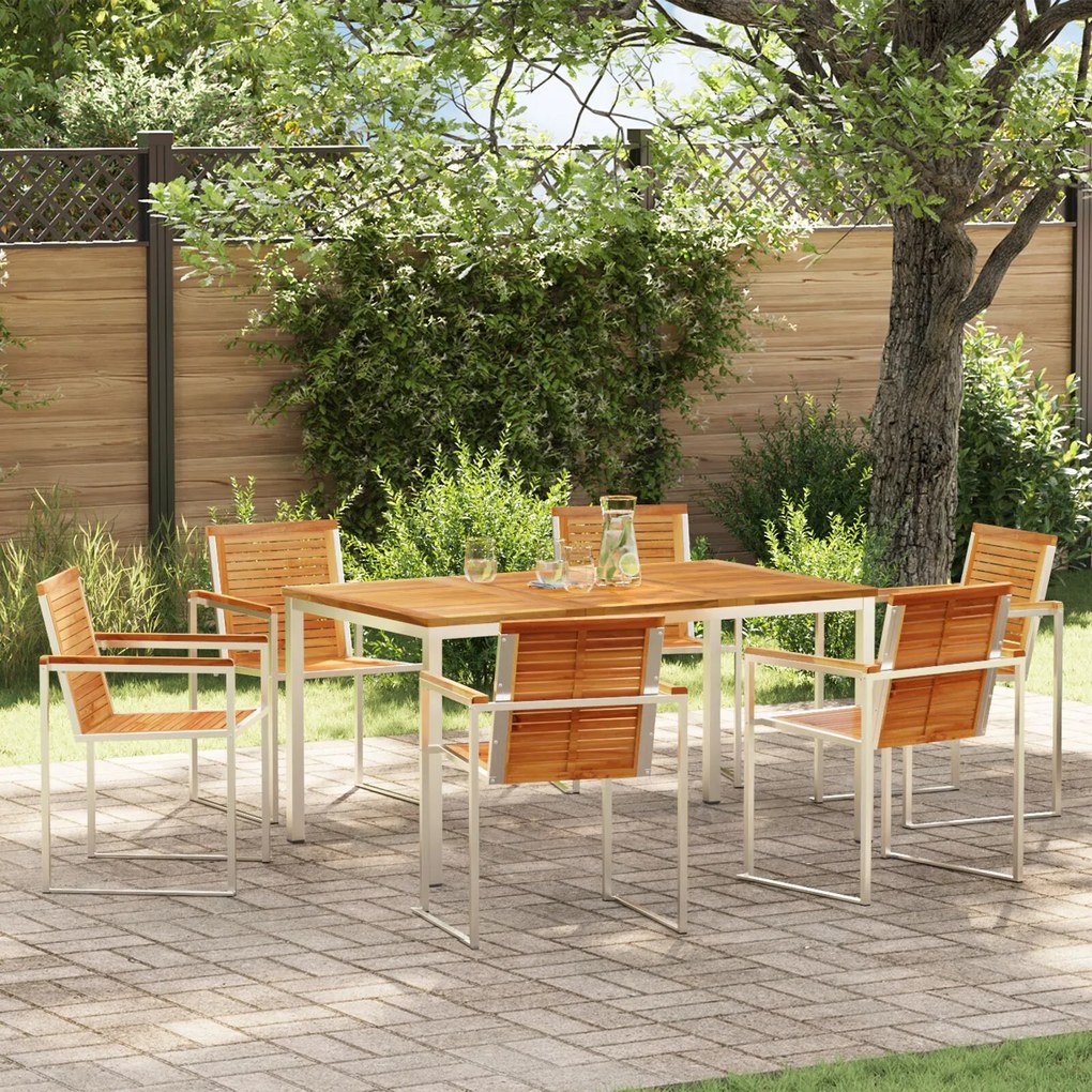 vidaXL Set de masă pentru grădină 7 pcs Lemn masiv de teak