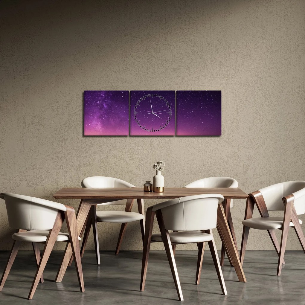 Tablou cu cerul și stea căzând (cu ceas) (90x30 cm)
