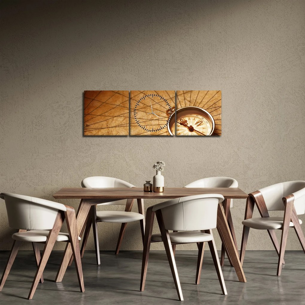 Tablou - Compas (cu ceas) (90x30 cm)