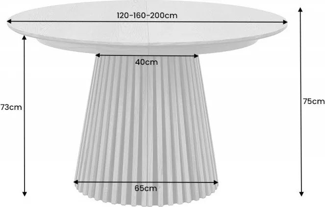 Masa rotunda extensibila Valhalla Wood 120-200cm, stejar
