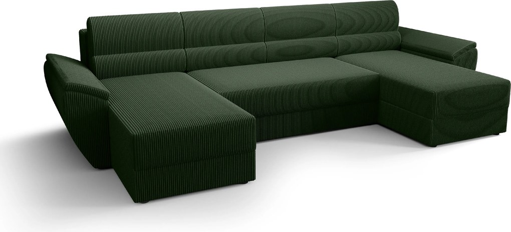 Coltar extensibil in forma de U TAVERO 321x140 cm, verde inchis