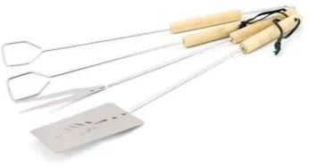 Ustensile pentru barbecue, grill, gratar, otel cromat, set 3 piese, 35.5 cm
