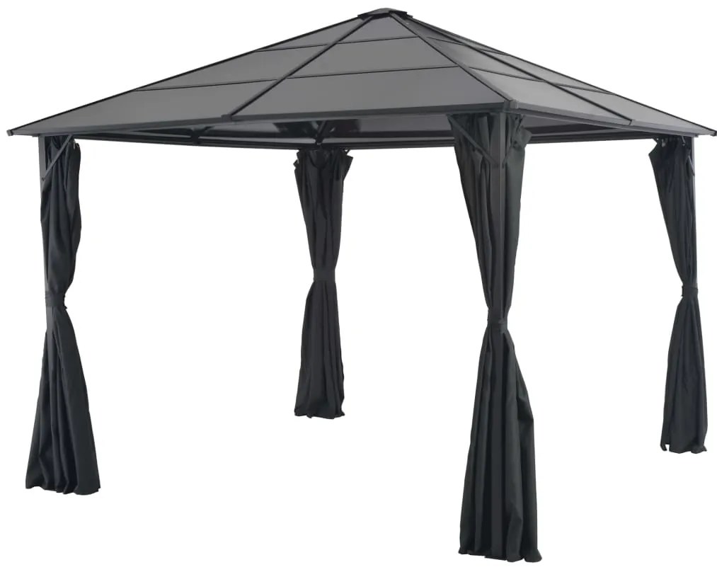vidaXL Pavilion cu perdea, negru, 3 x 3 m, aluminiu