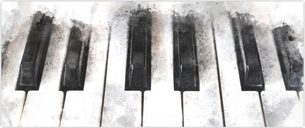 Tablou - Pian, acuarelă (120x50 cm)