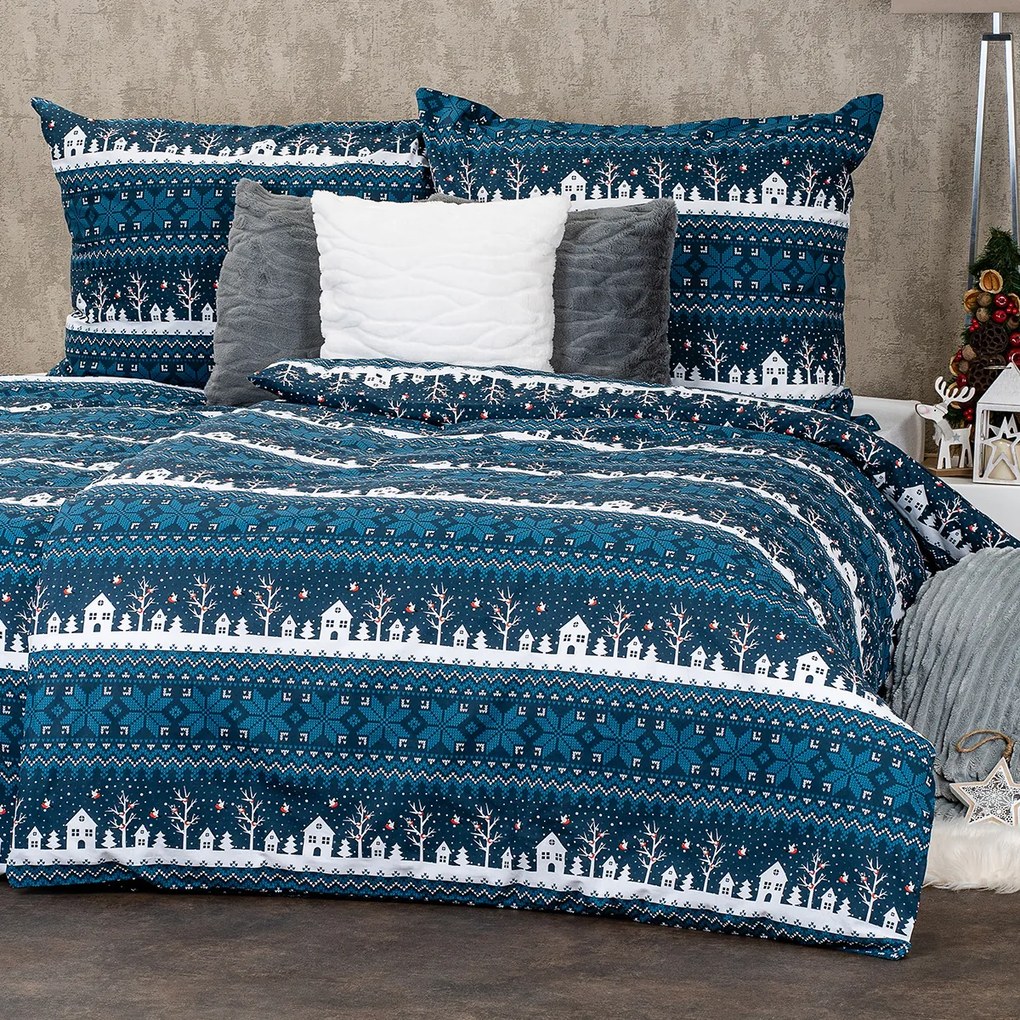 Lenjerie de pat 4Home Winter village, din bumbac, 160 x 200 cm, 70 x 80 cm