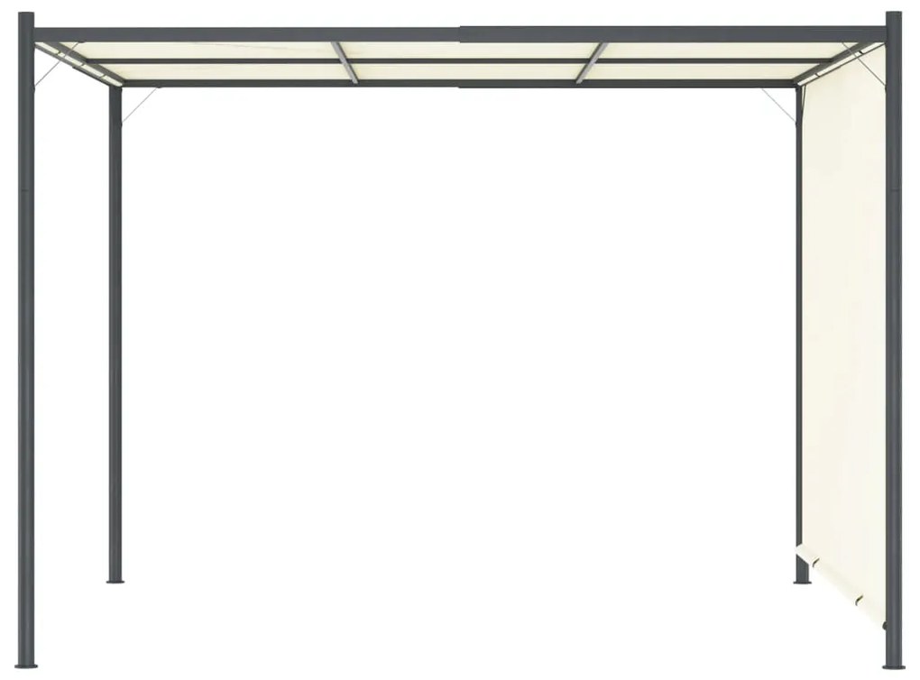 Pergola cu acoperis rabatabil, alb crem, 3 x 3 m, otel 1, Alb crem