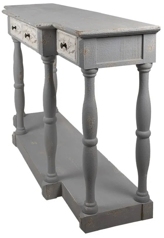 Consola gri, din lemn, 4 sertare, aspect vintage, Grisette