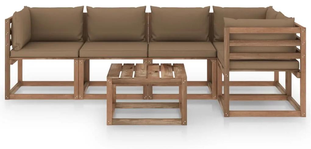 3067460 vidaXL Set mobilier de grădină cu perne, 6 piese, lemn pin tratat