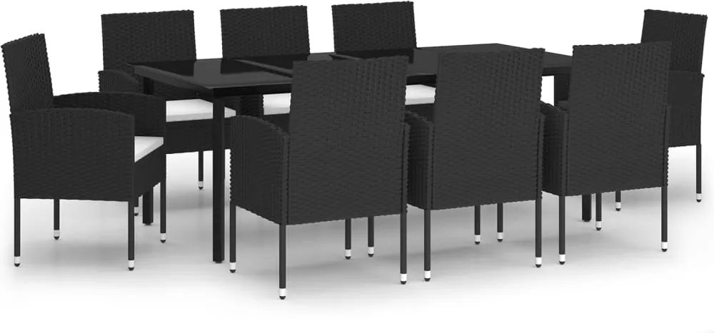 vidaXL Set mobilier pentru grădină, 9 piese, negru