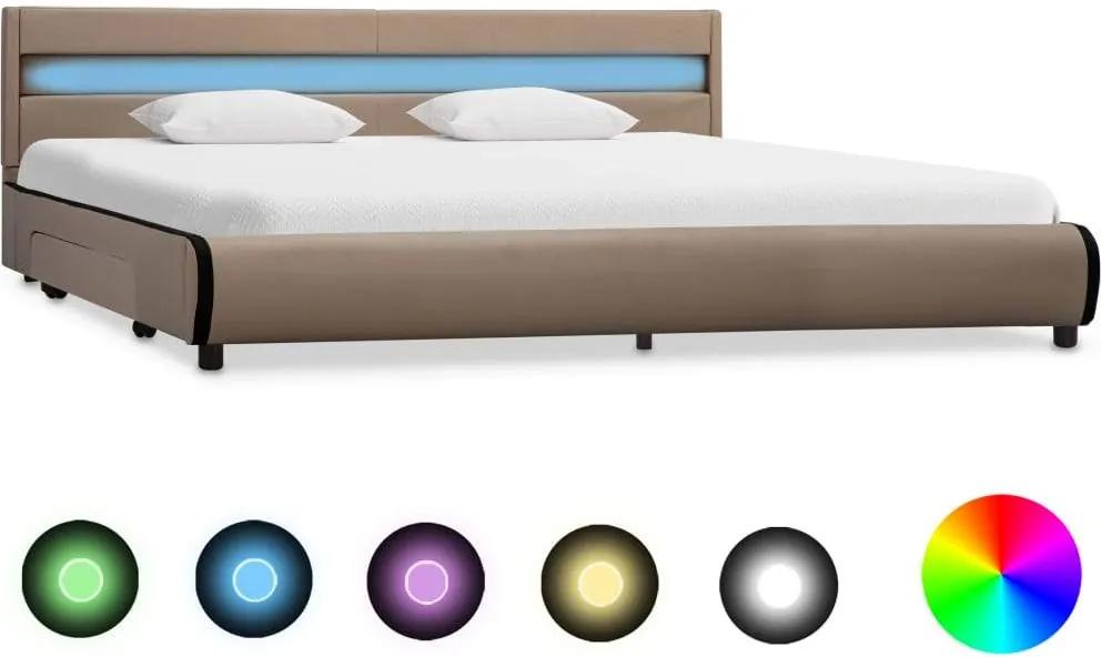 Cadru de pat cu LED, cappuccino, 180 x 200 cm, piele ecologica