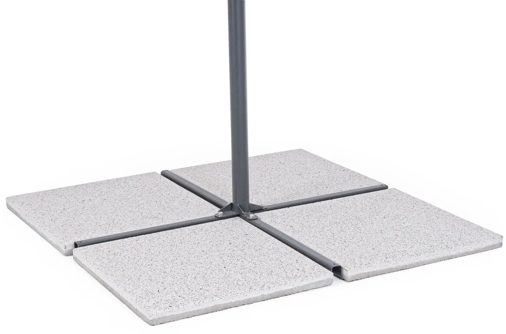 Baza pentru umbrela de gradina 4 piese, Gravel, Bizzotto, 20 kg, ciment mixt, alb