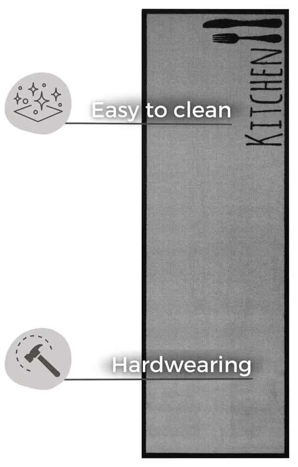 Covor de bucătărie / traversă Zala Living Cook &amp; Clean Cutlery, 50 x 150 cm, gri