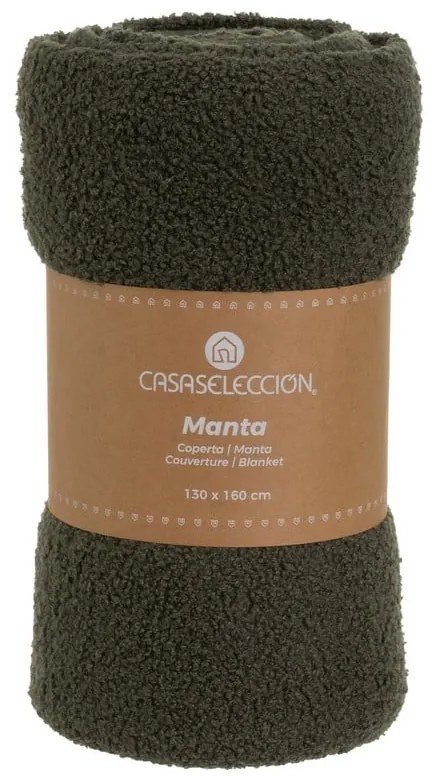 Pătură verde din sherpa 130x160 cm Sherpa Bouclé – Casa Selección