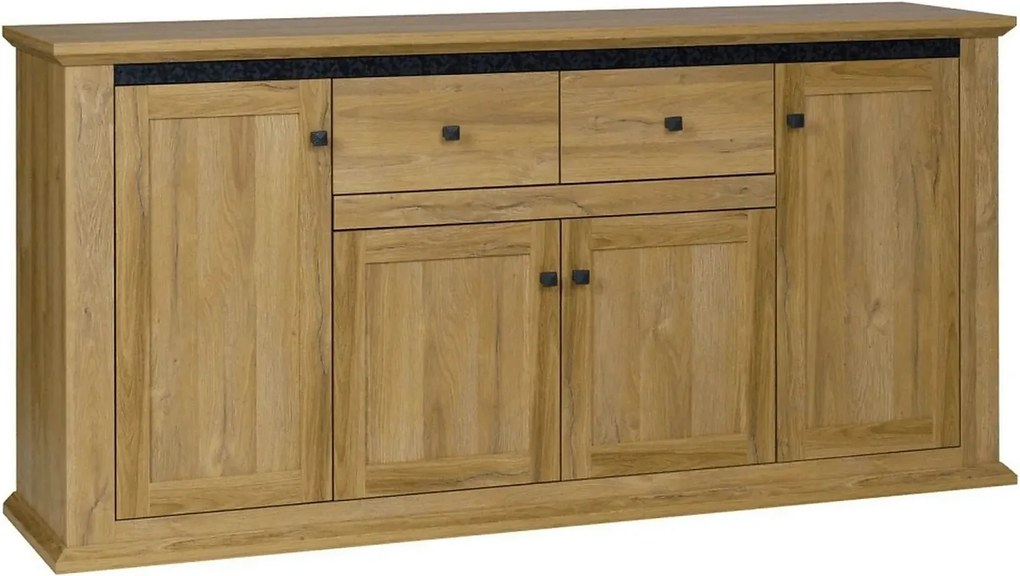 Comoda LEON MZ9, stejar grand, PAL laminat/metal, 180x45x87 cm