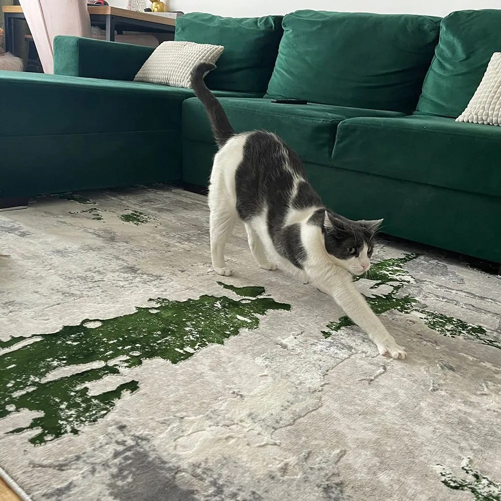 200x300 cm Covor Modern Premium, 70% Polyester și 30% Polipropilenă , Design Modern, Verde Smarald, Densitate 2500 gr/m2