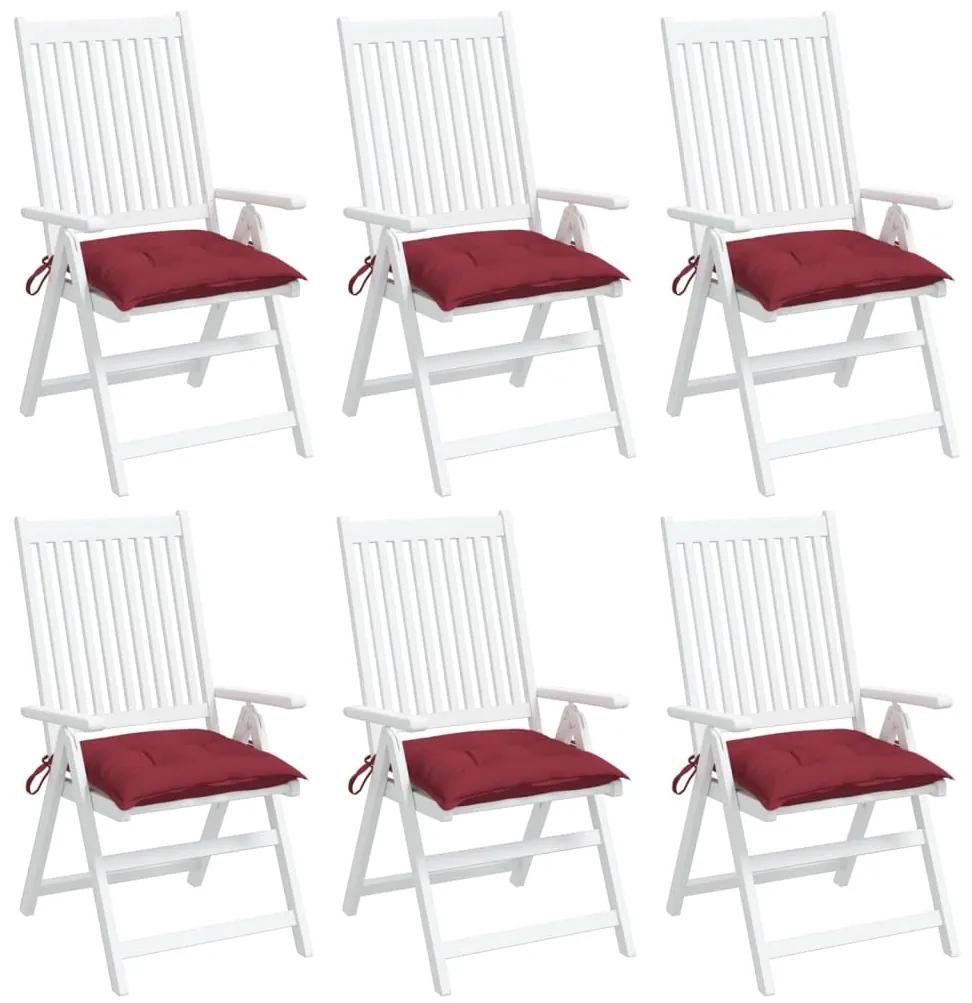 Perne de scaun, 6 buc., rosu vin, 50 x 50 x 7 cm, textil 6, Bordo, 50 x 50 x 7 cm