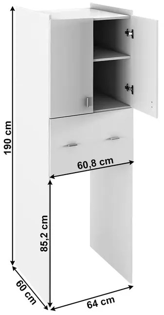 Dulap adânc deasupra mașinii de spălat NATALI TIP 9, alb