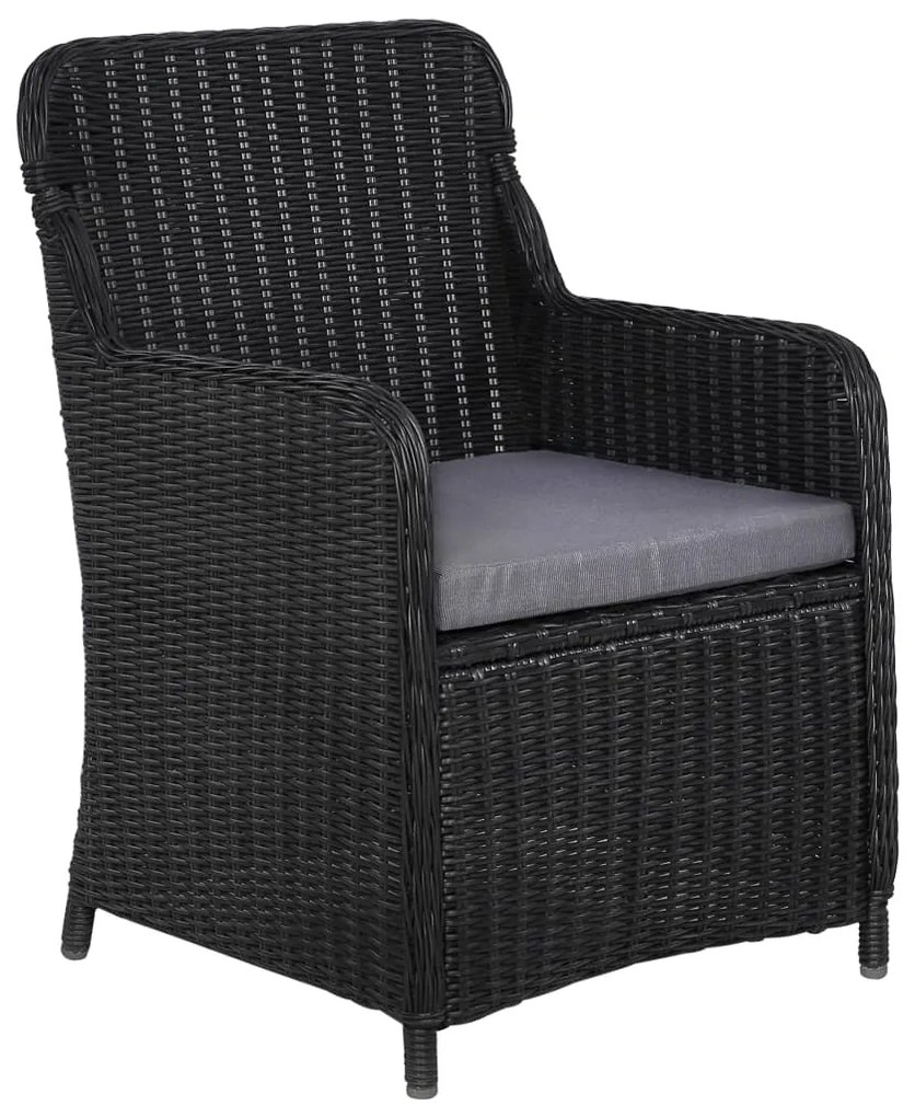 Set mobilier de grădină, 11 piese, negru, poliratan