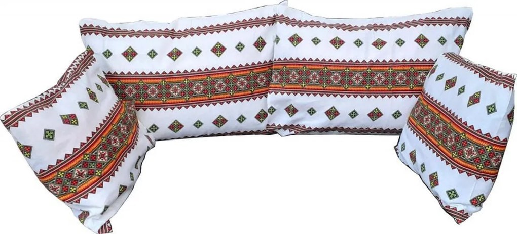 Set 4 fete de perna cu motive traditionale Casa Gino®, din bumbac 100%, 2X 48X65, 2X 40X40, model Traditional Clasic