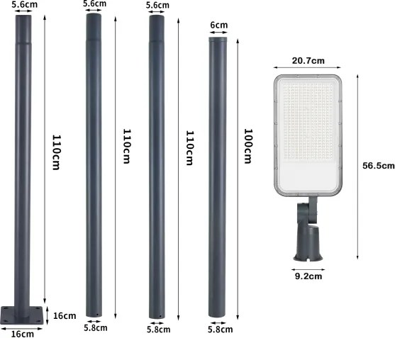Brilagi-LED Lampă de exterior cu stâlp și braț de 4 m URBANLIGHT LED/200W/230V antracit IP65
