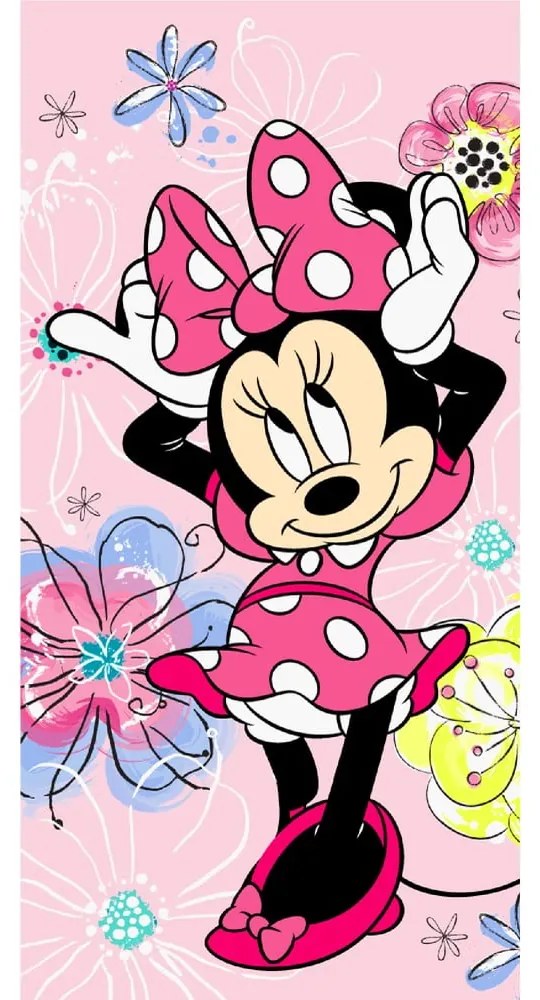 Prosop pentru copii roz din bumbac 70x140 cm Minnie "Pink bow" – Jerry Fabrics