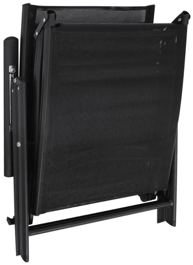 Sezlong de plaja pliabil, negru, aluminiu
