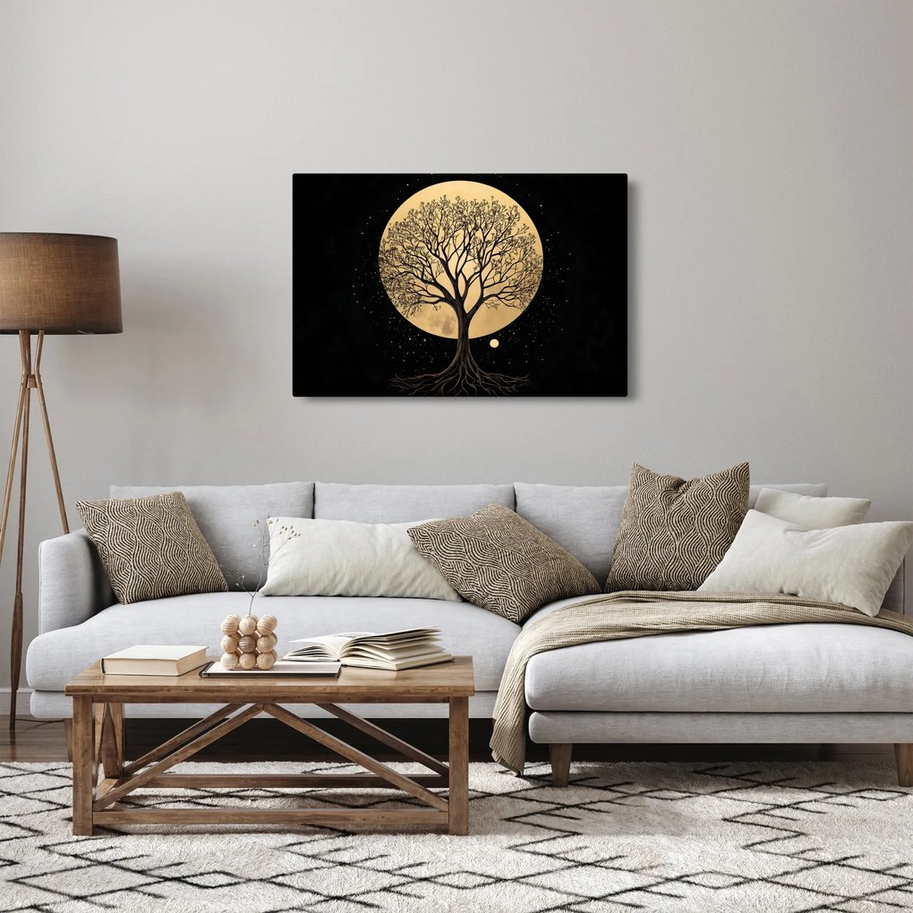 Tablou – Arbore în lună plină aurie I. (90x60 cm)