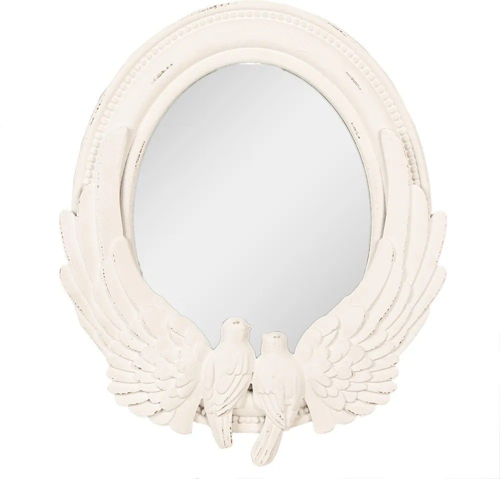 Oglinda de perete, alba, cu porumbei decorativi, 50x5x60 cm, Wings