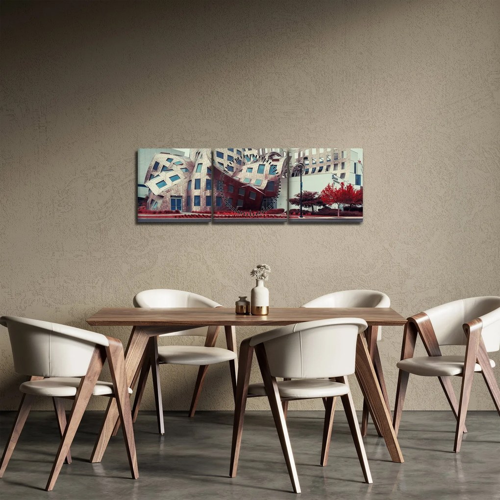 Tablou - construcție arhitectonică (cu ceas) (90x30 cm)