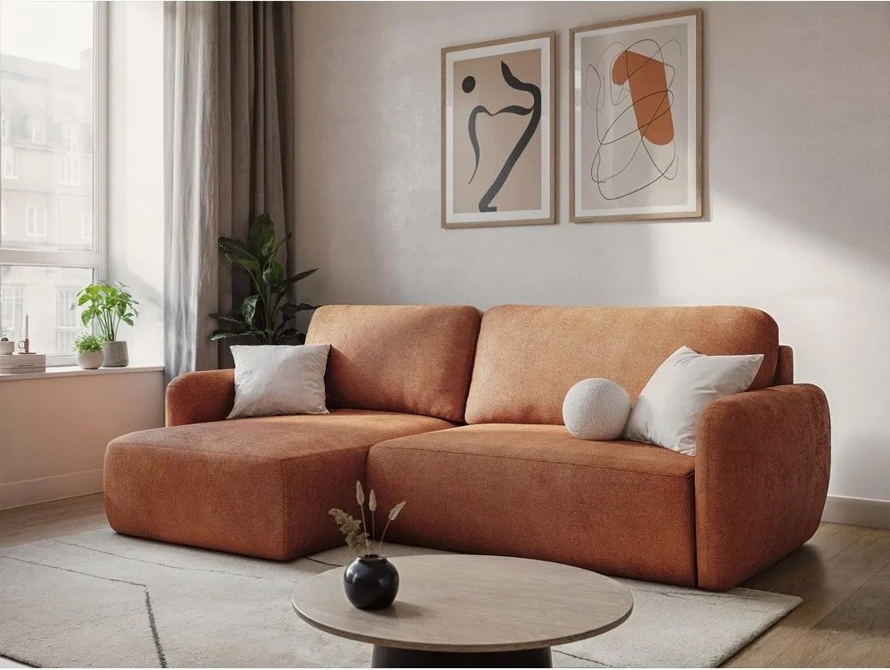 Canapea verde extensibilă/cu spațiu de depozitare cu tapițerie din chenille 218 cm Lilo – Makamii