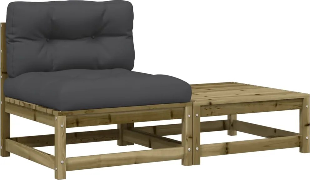 vidaXL Canapea de grădină fără cotiere, cu perne și taburet