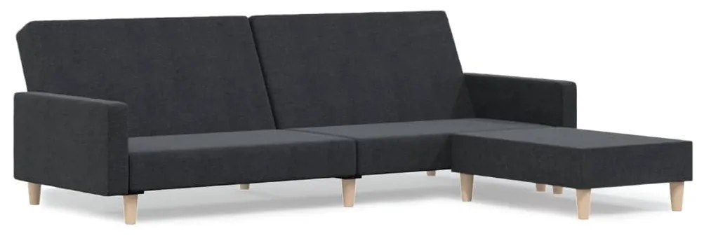 3080478 vidaXL Canapea extensibilă cu taburet, cu 2 locuri, gri închis, textil