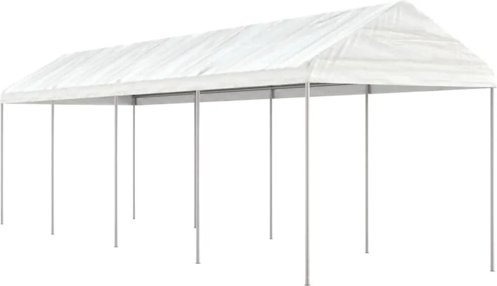vidaXL Foișor cu acoperiș, alb, 8,92x2,28x2,69 m, polietilenă