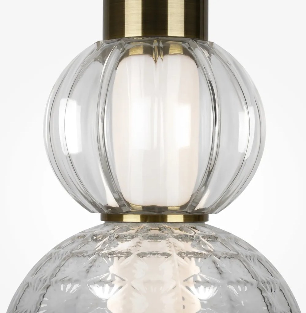 Pendul LED design modern Collar auriu, transparent, alb