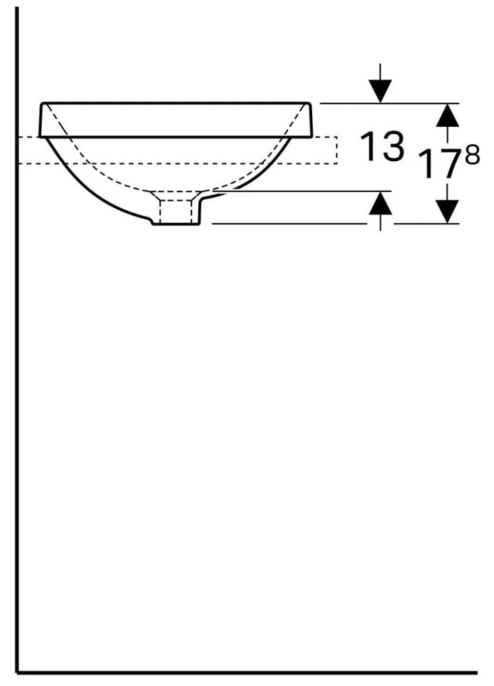 Lavoar baie incastrat alb 40 cm, rotund, Geberit VariForm Fara orificiu