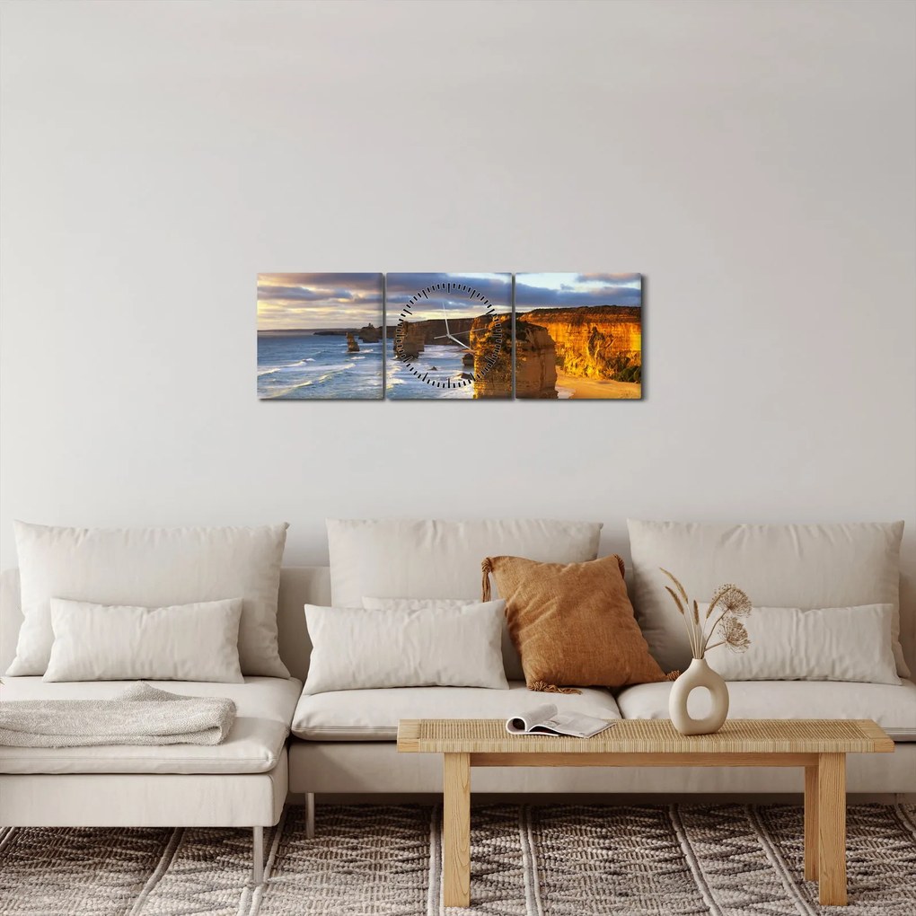 Tablou cu stâncile marine (cu ceas) (90x30 cm)